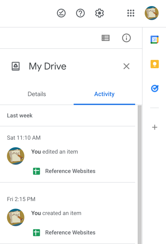 Use the activity pane to get a history of all the changes
